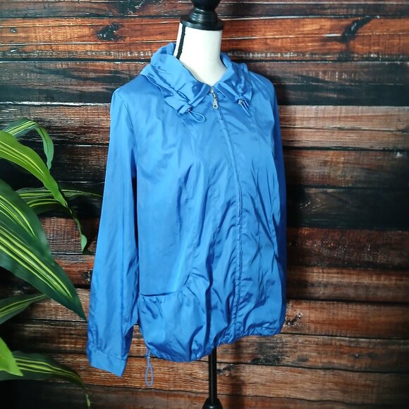Zenergy Chicos Jacket Size 2 Large Full Zip Mock Hood Lightweight Blue Pockets - Picture 7 of 9